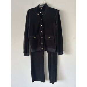 Ralph Lauren Rare Vintage 90s Black Velour Jacket And Pants Set Size Medium